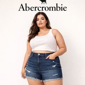 Abercrombie The Mom Short High Rise Dark Wash Plus Size 22x2.5 New